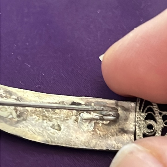 Vintage Filigree Sterling Silver Dagger Brooch - Picture 15 of 17